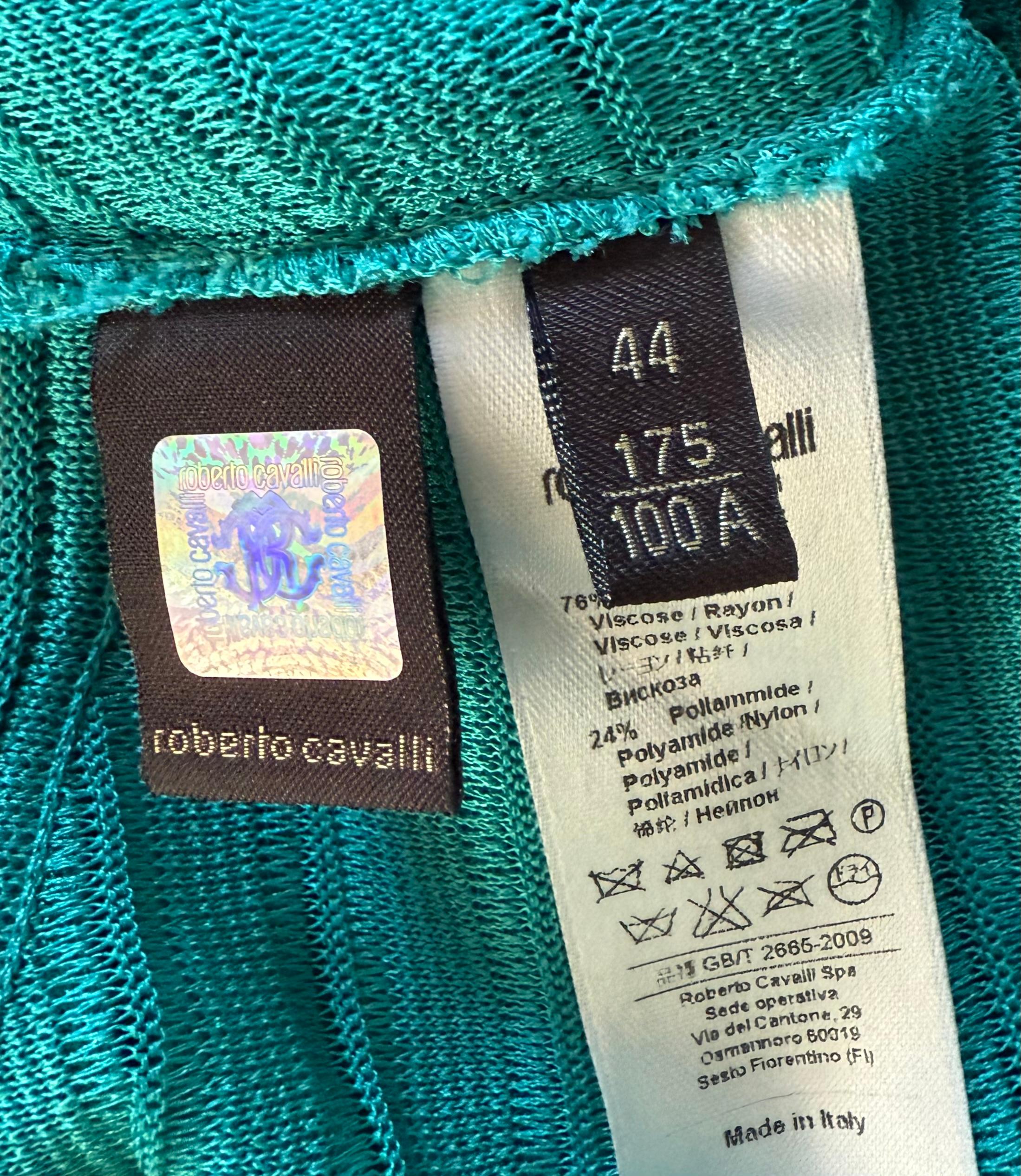 Roberto Cavalli: maxi abito in maglia all'uncinetto in Jewell-Tone Teal in vendita 3