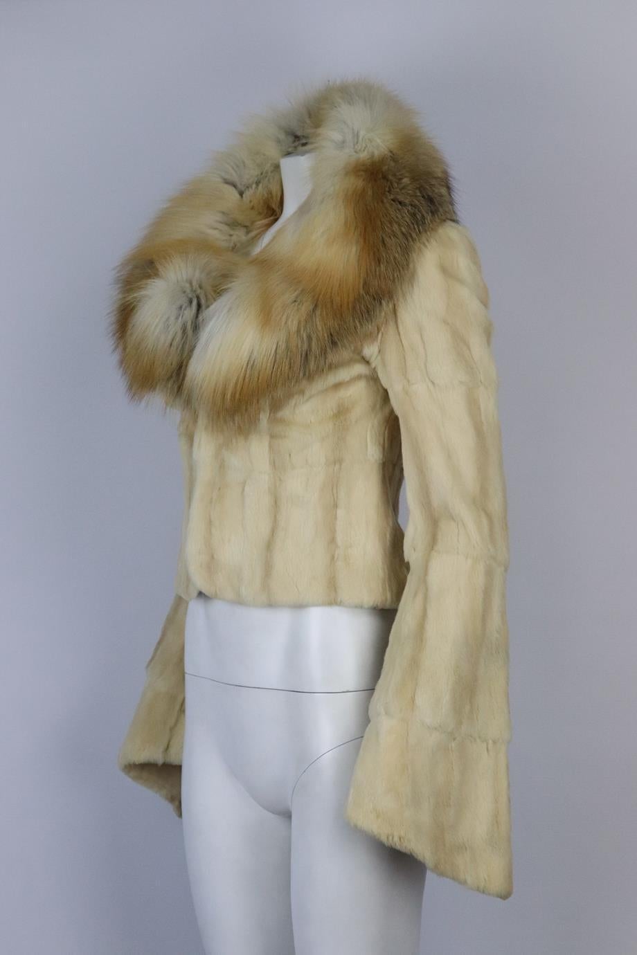 Roberto Cavalli Cropped Fox And Rabbit Fur Jacket Medium In Excellent Condition In London, GB