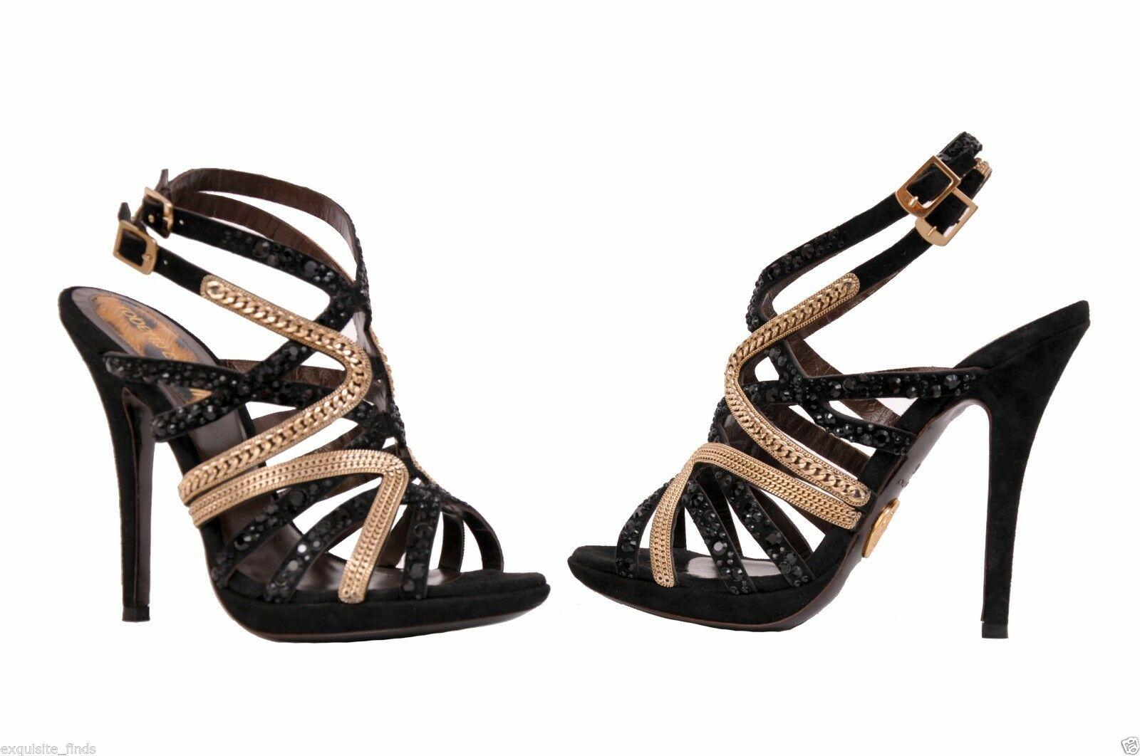 Roberto Cavalli Crystal And Chain Embellished Sandals

Black / Gold

Sizes: 36, 38.5

Brand new, in the box