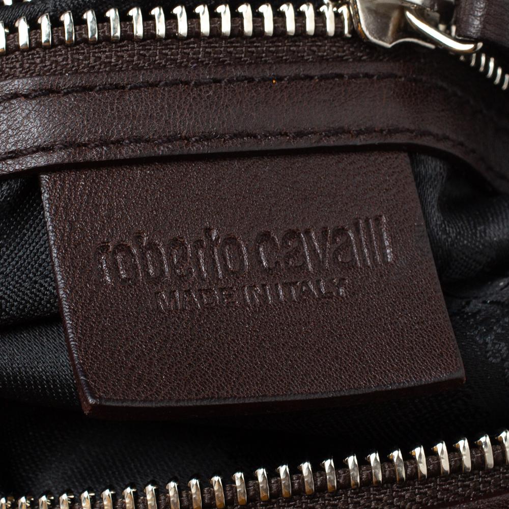 Roberto Cavalli Dark Brown Pleated Fabric and Leather Tassel Hobo 7