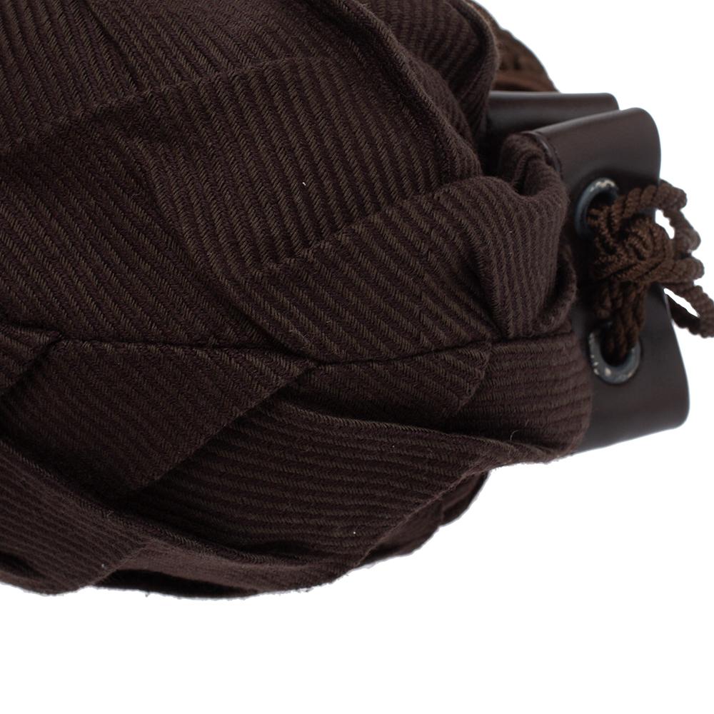 Roberto Cavalli Dark Brown Pleated Fabric and Leather Tassel Hobo 4