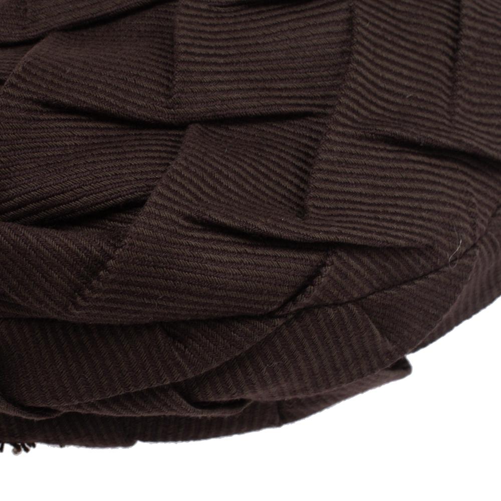 Roberto Cavalli Dark Brown Pleated Fabric and Leather Tassel Hobo 5
