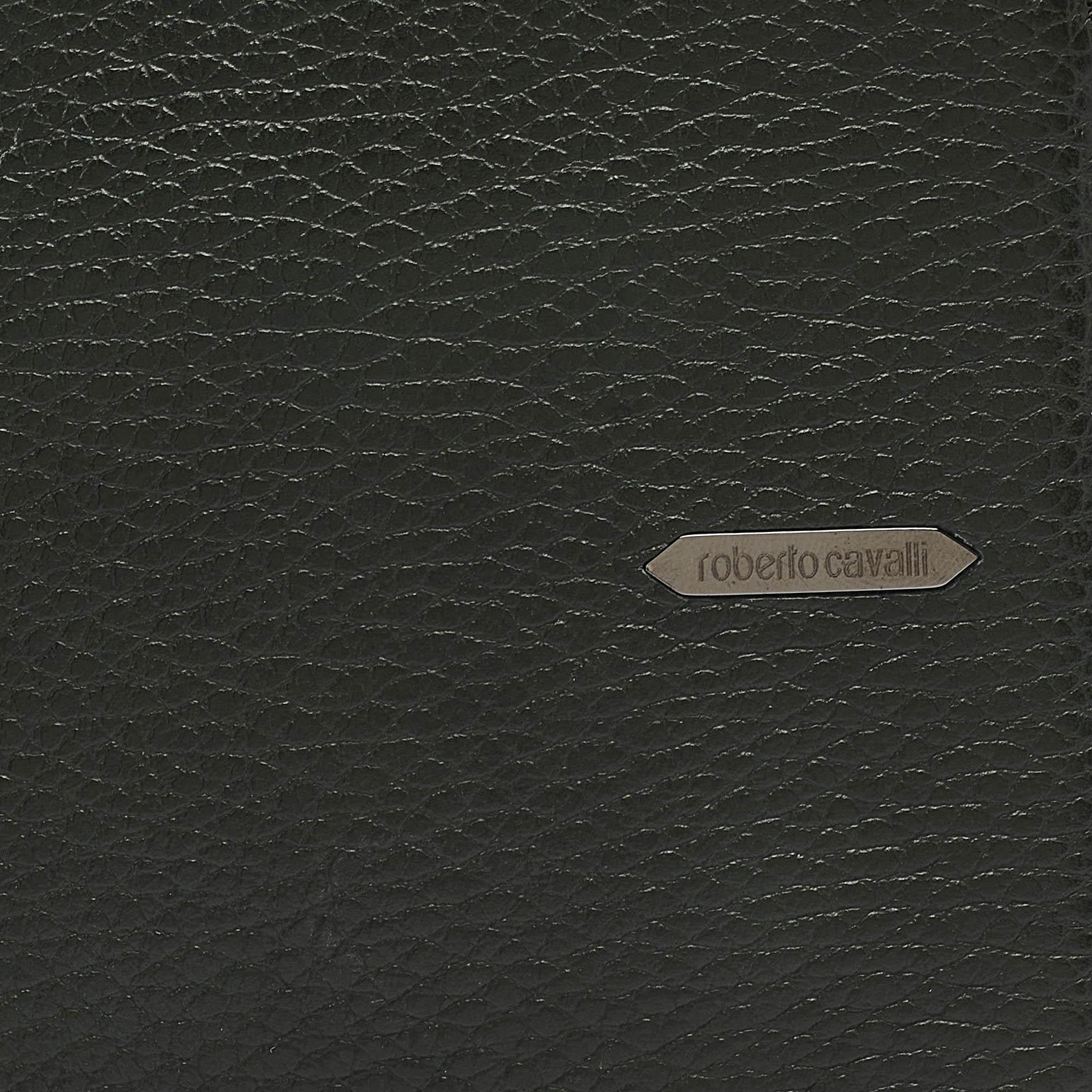 Women's Roberto Cavalli Dark Green Leather Zip Around Wallet For Sale
