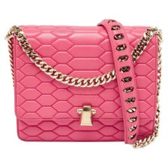 Roberto Cavalli Dark Pink Quilted Leather Hera Shoulder Bag