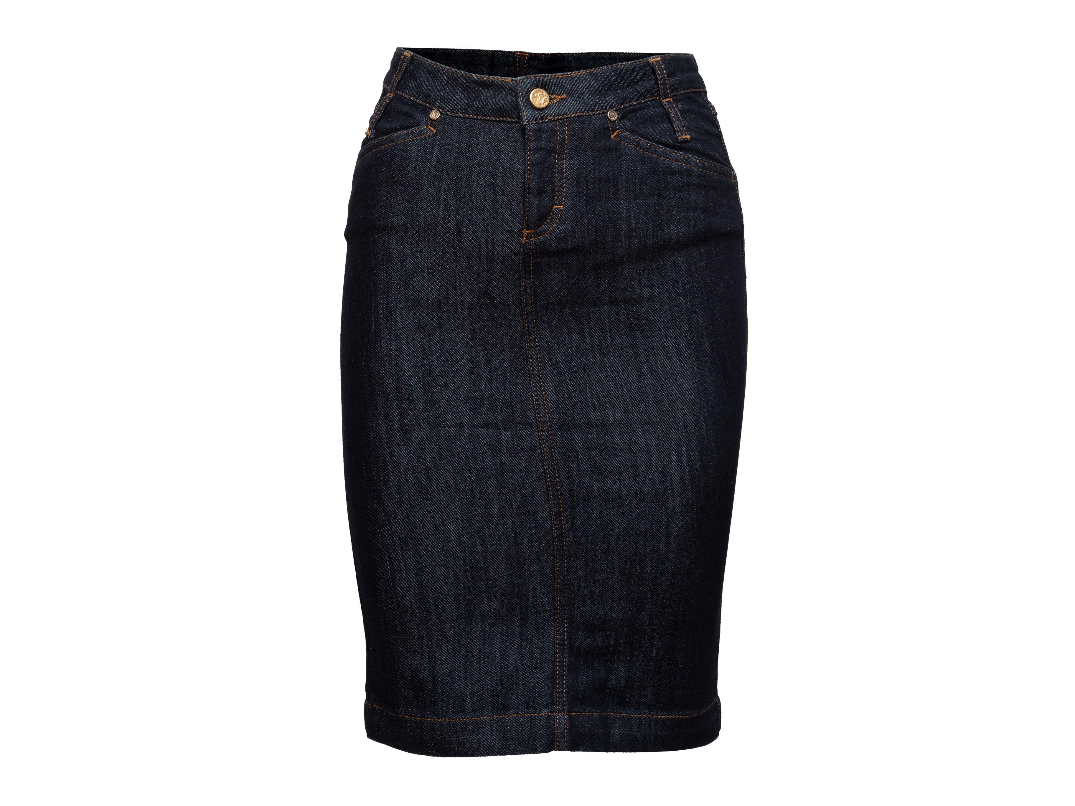 Roberto Cavalli Dark Wash Blue Denim Pencil Skirt 1