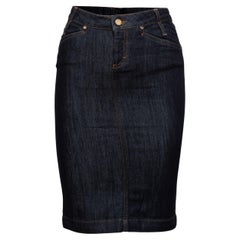 Roberto Cavalli Dark Wash Blue Denim Pencil Skirt