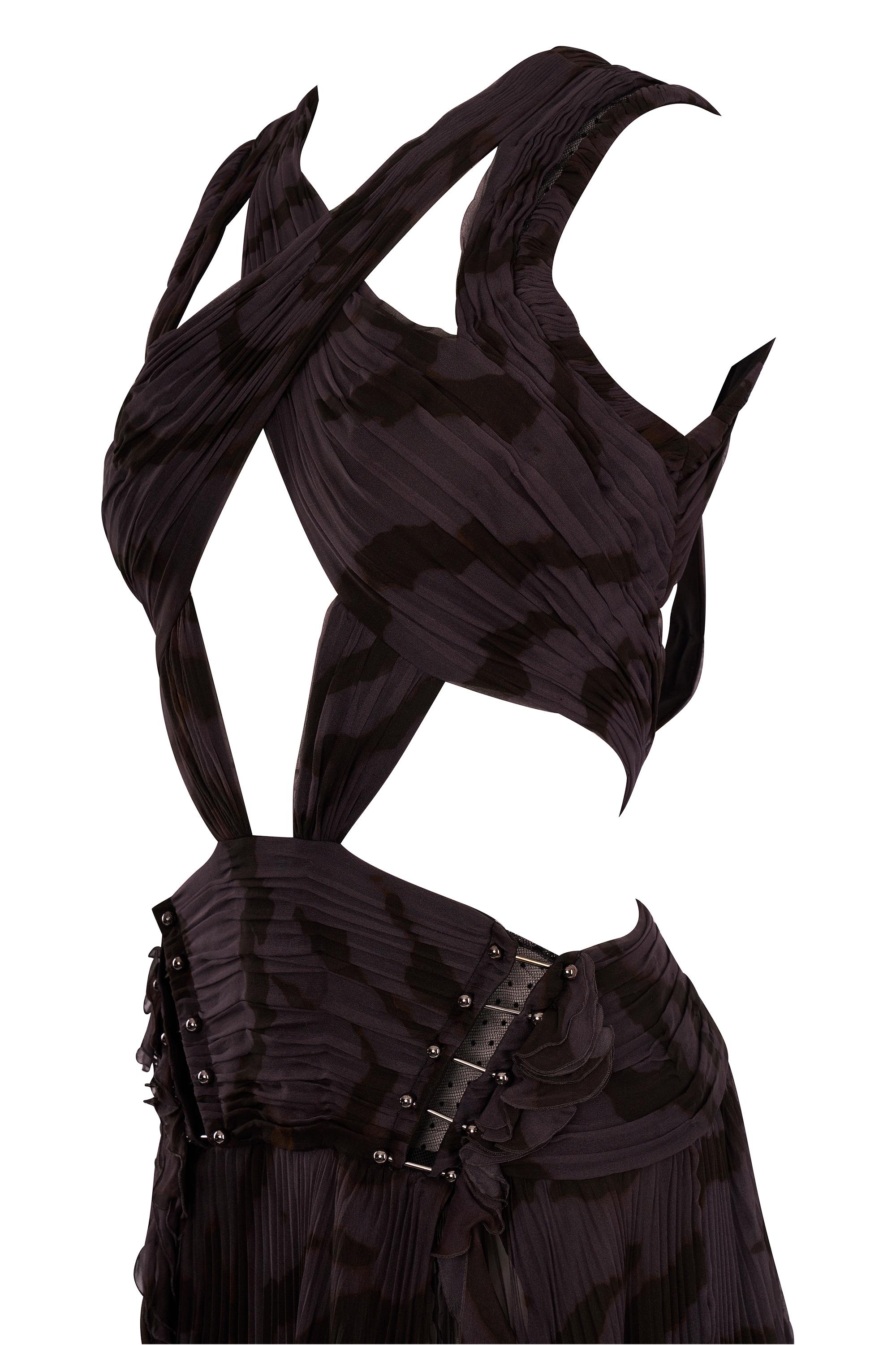 Nero Roberto Cavalli Maxi Abito Cut Out Grigio Profondo in vendita