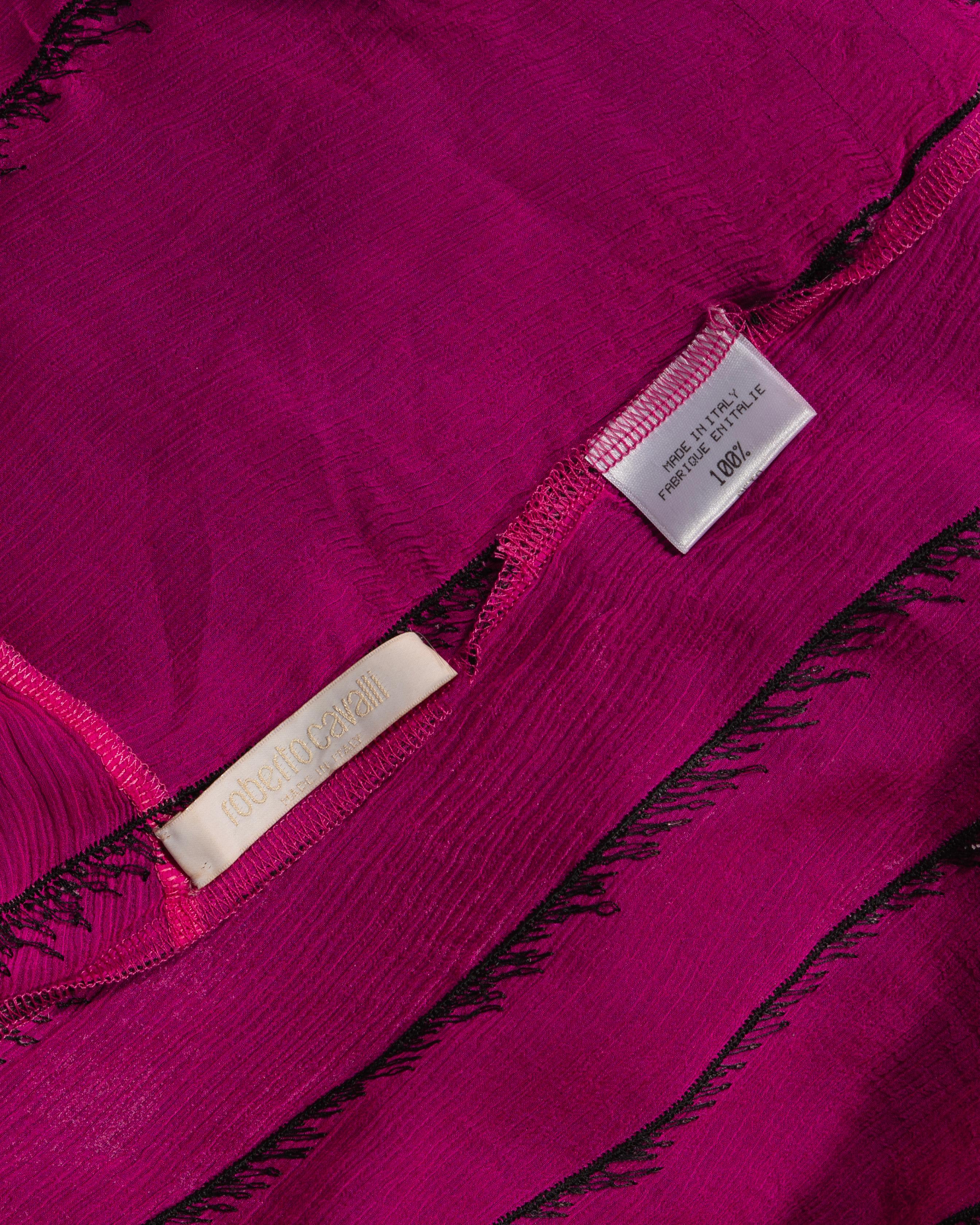 Roberto Cavalli Distressed Pink Silk Mesh Evening Halter Neck Dress, ss 2001 For Sale 9