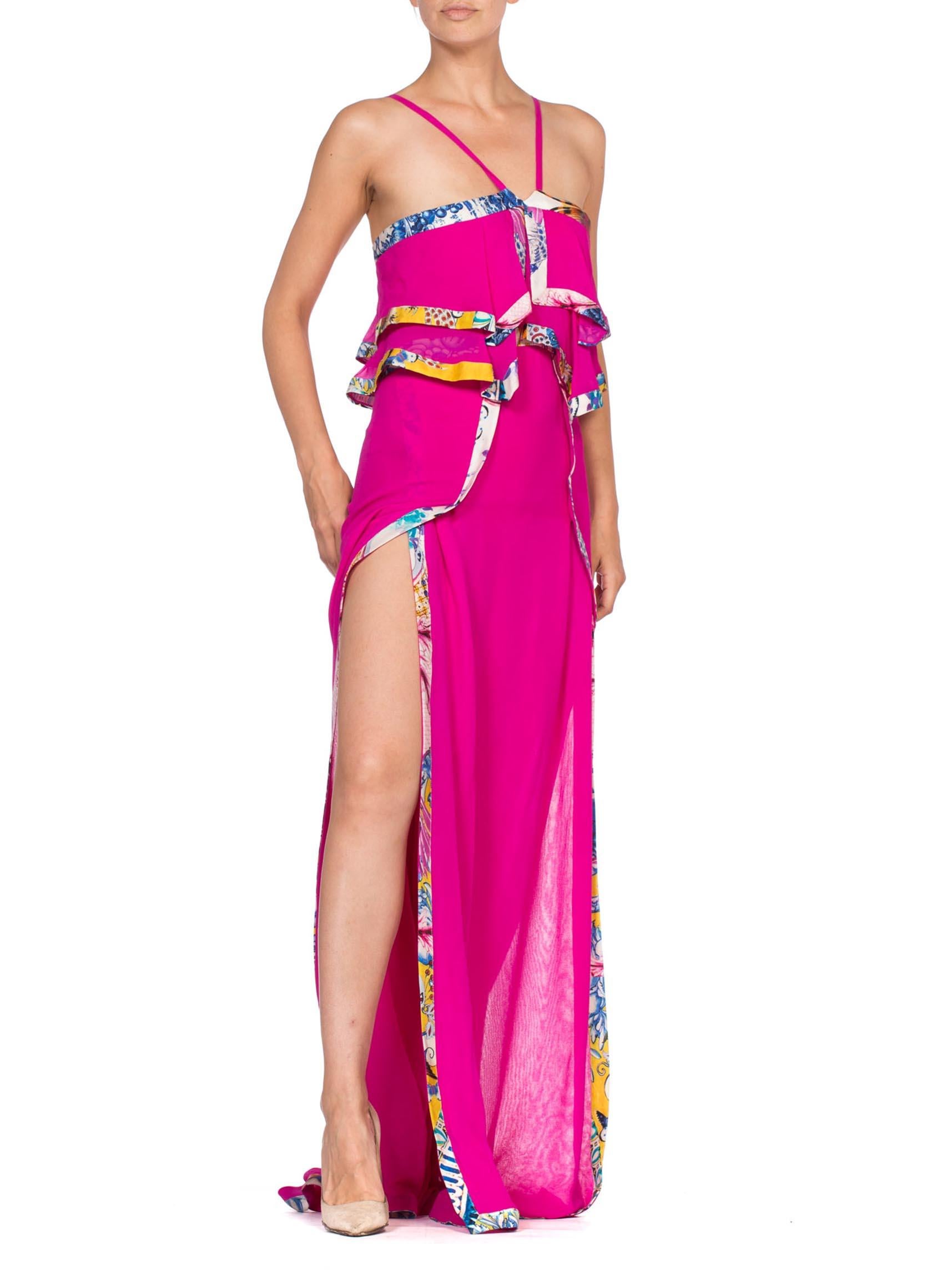 Robe longue Mousseline de soie Class Roberto Cavalli en coloris Rose Femme Vêtements Robes Robes longues décontractées et dété 