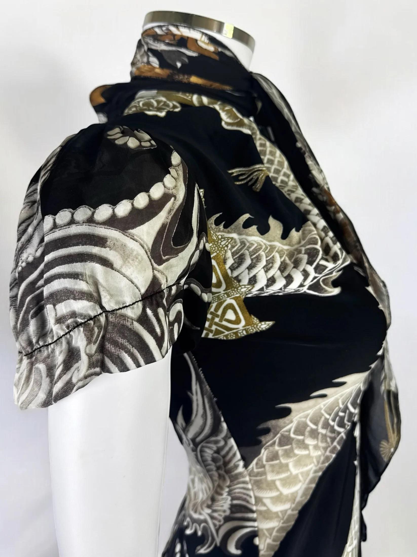 Roberto Cavalli Dragon and Fan Mini Dress, 2006 In Good Condition For Sale In Marlborough, GB