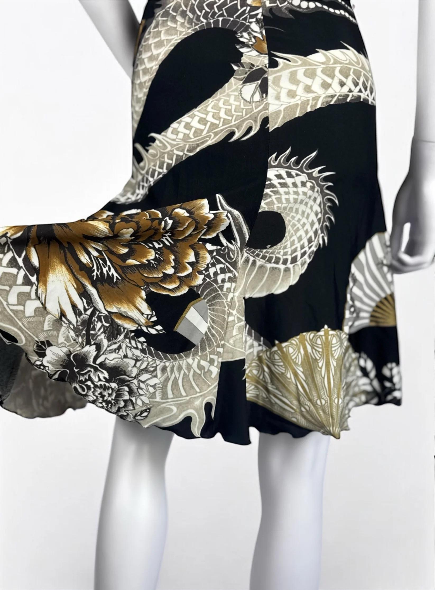 Roberto Cavalli Dragon and Fan Mini Dress, 2006 For Sale 1