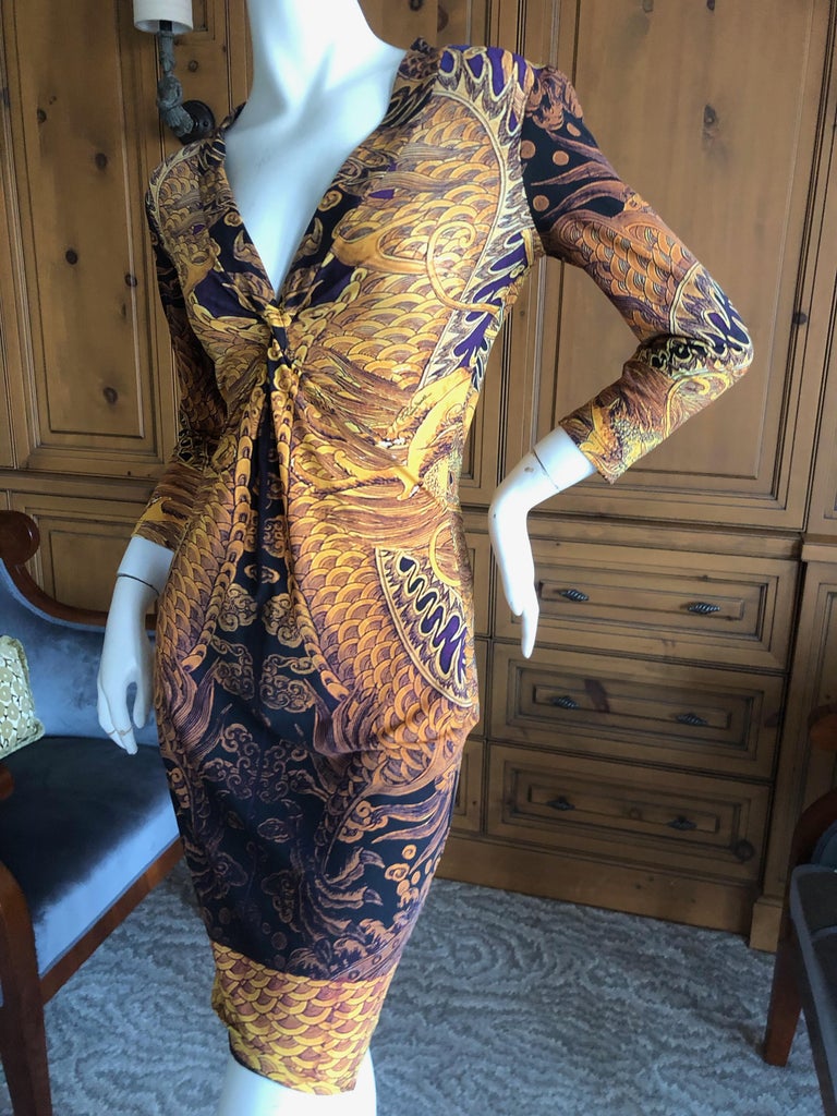 Roberto Cavalli Dragon Pattern Cocktail Dress For Sale at 1stDibs