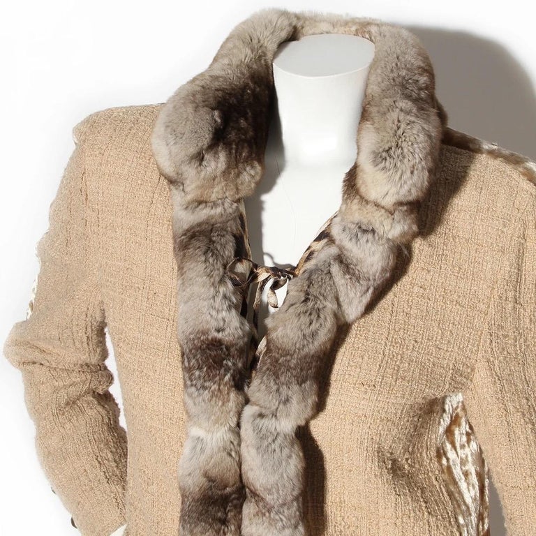 Roberto Cavalli Duster Coat With Fur Collar For At 1stdibs Roberto Cavalli Duster Coat With Fur, Colleen Lopez Patchwork Faux Fur Coat