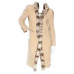 Used Roberto Cavalli Duster Coat with Fur Collar