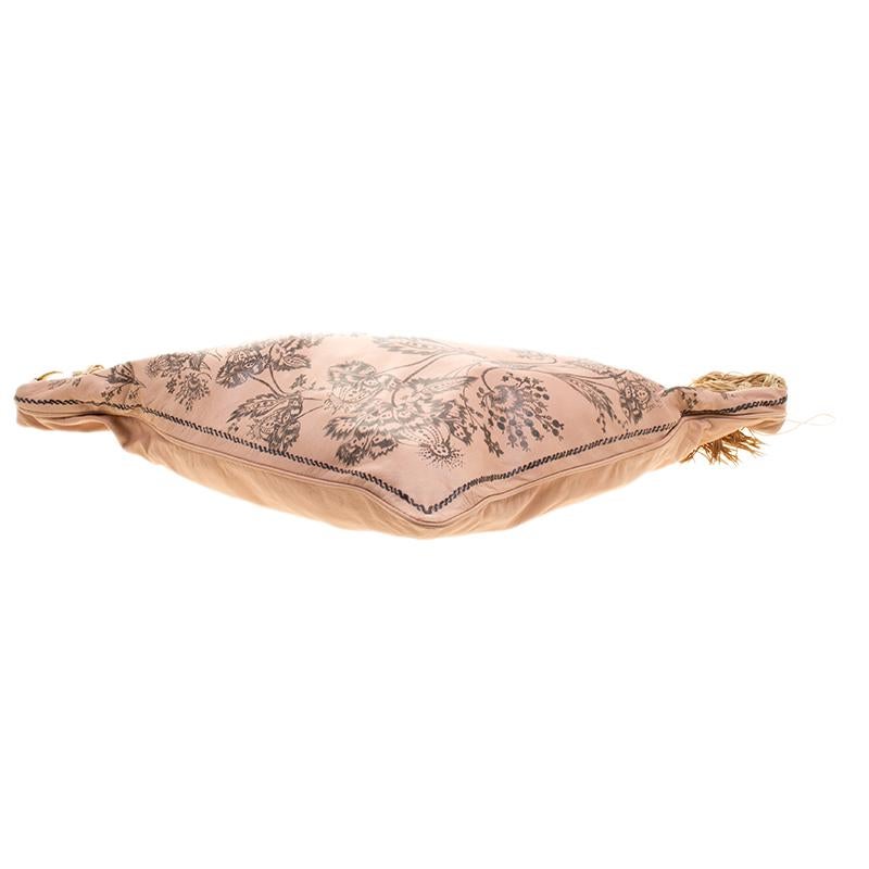 Beige Roberto Cavalli Dusty Pink Leather Shoulder Bag