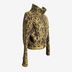 Roberto Cavalli Early 2000s Leopard Print Mohair Zip Cardigan