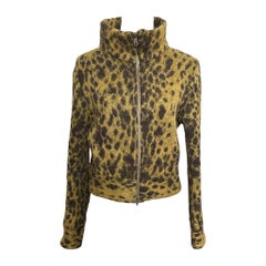 Roberto Cavalli Early 2000s Leopard Print Mohair Zip Cardigan