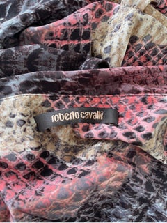 Roberto Cavalli Early 2000s Pink Brown Snake Skin Animal Print Y2K Slinky Dress