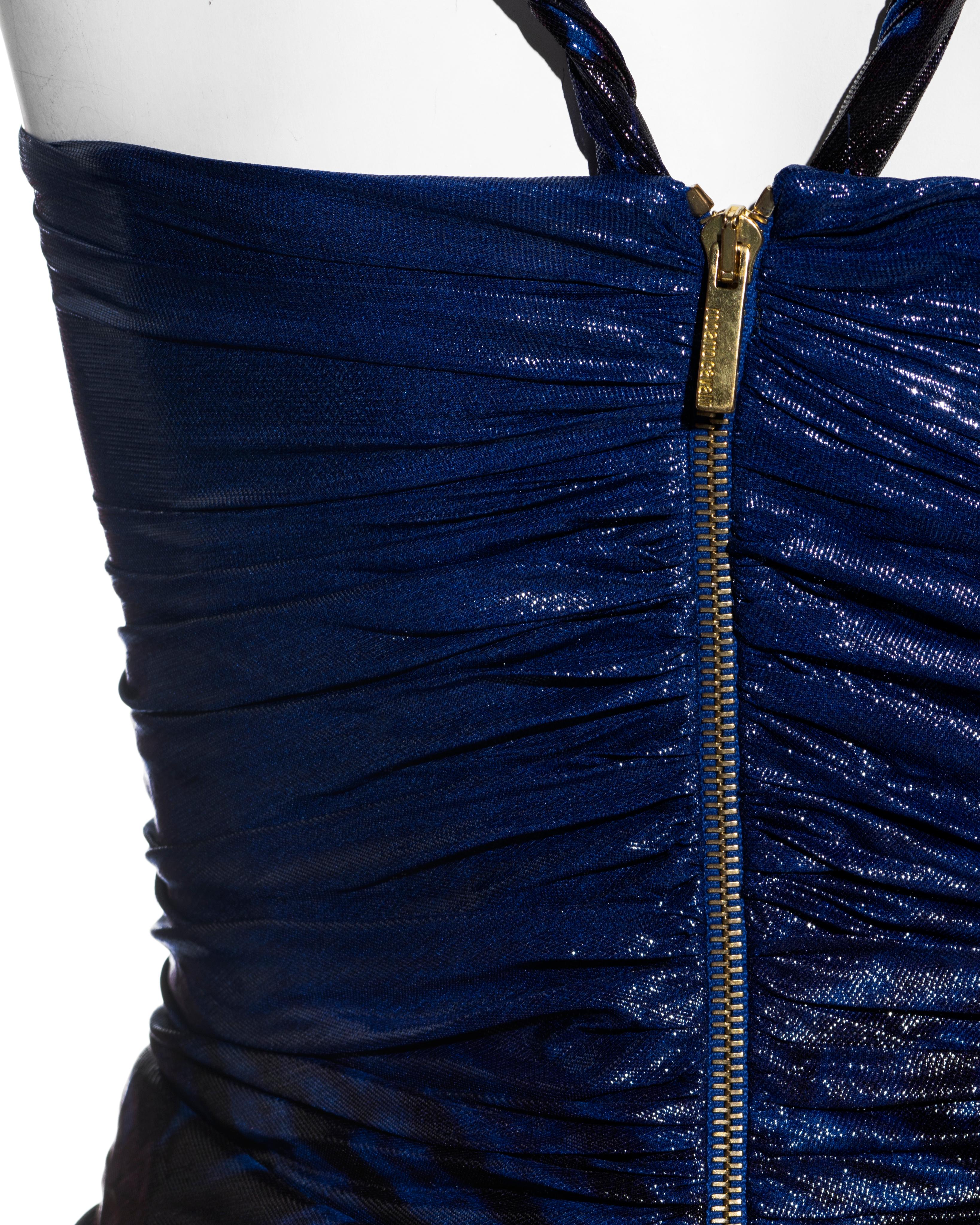 Roberto Cavalli elektrisch blaues Abendminikleid aus Seiden- Lurex mit Korsett, fw 2003 8
