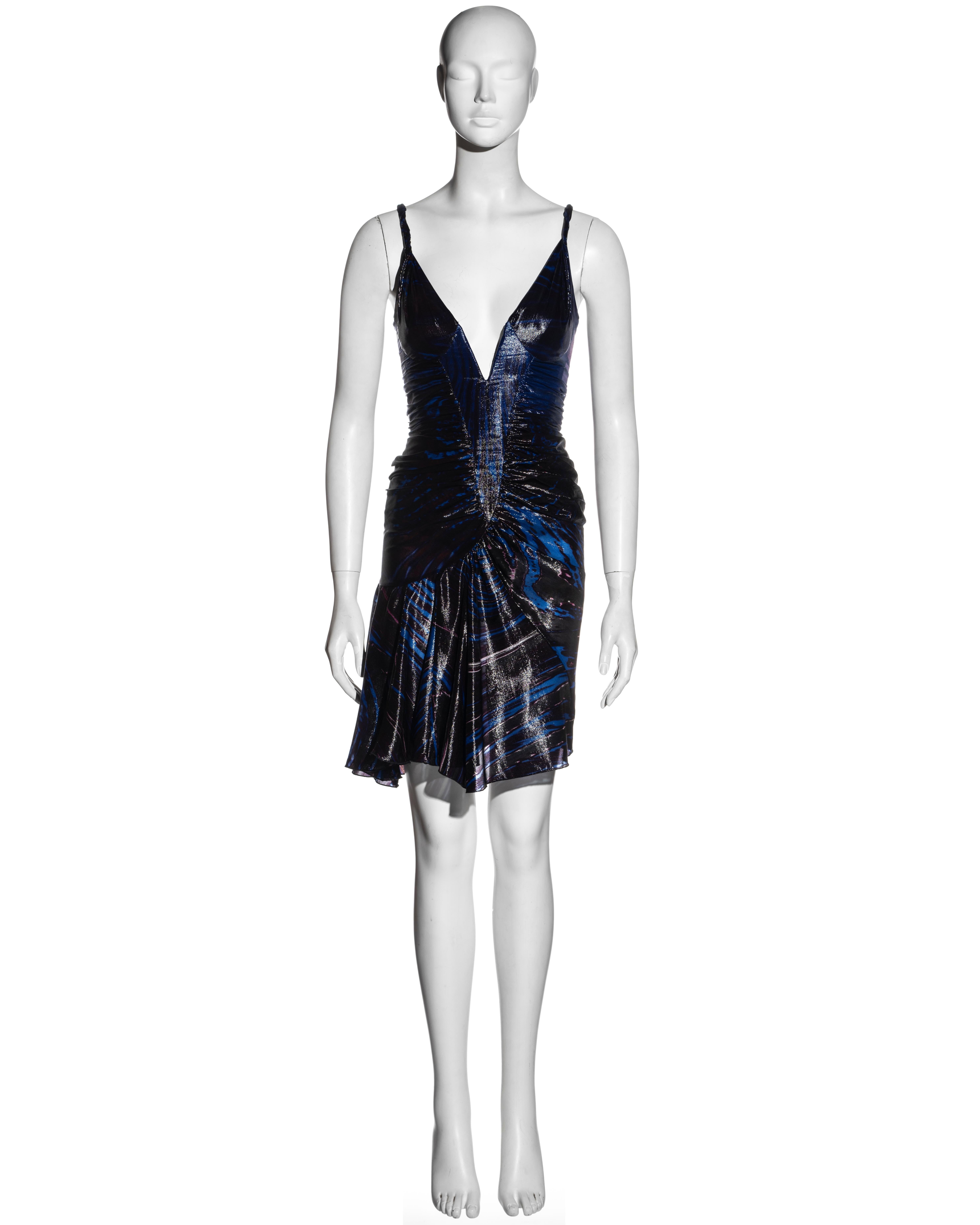 Roberto Cavalli elektrisch blaues Abendminikleid aus Seiden- Lurex mit Korsett, fw 2003 im Zustand „Hervorragend“ in London, GB