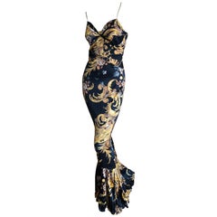 Used Roberto Cavalli Elegant Fishtail Mermaid Back Evening Dress for Just Cavalli
