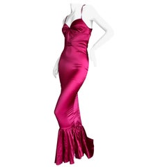 Roberto Cavalli Elegantes rotes Fischschwanz-Abendkleid mit Meerjungfrau-Rücken für Just Cavalli
