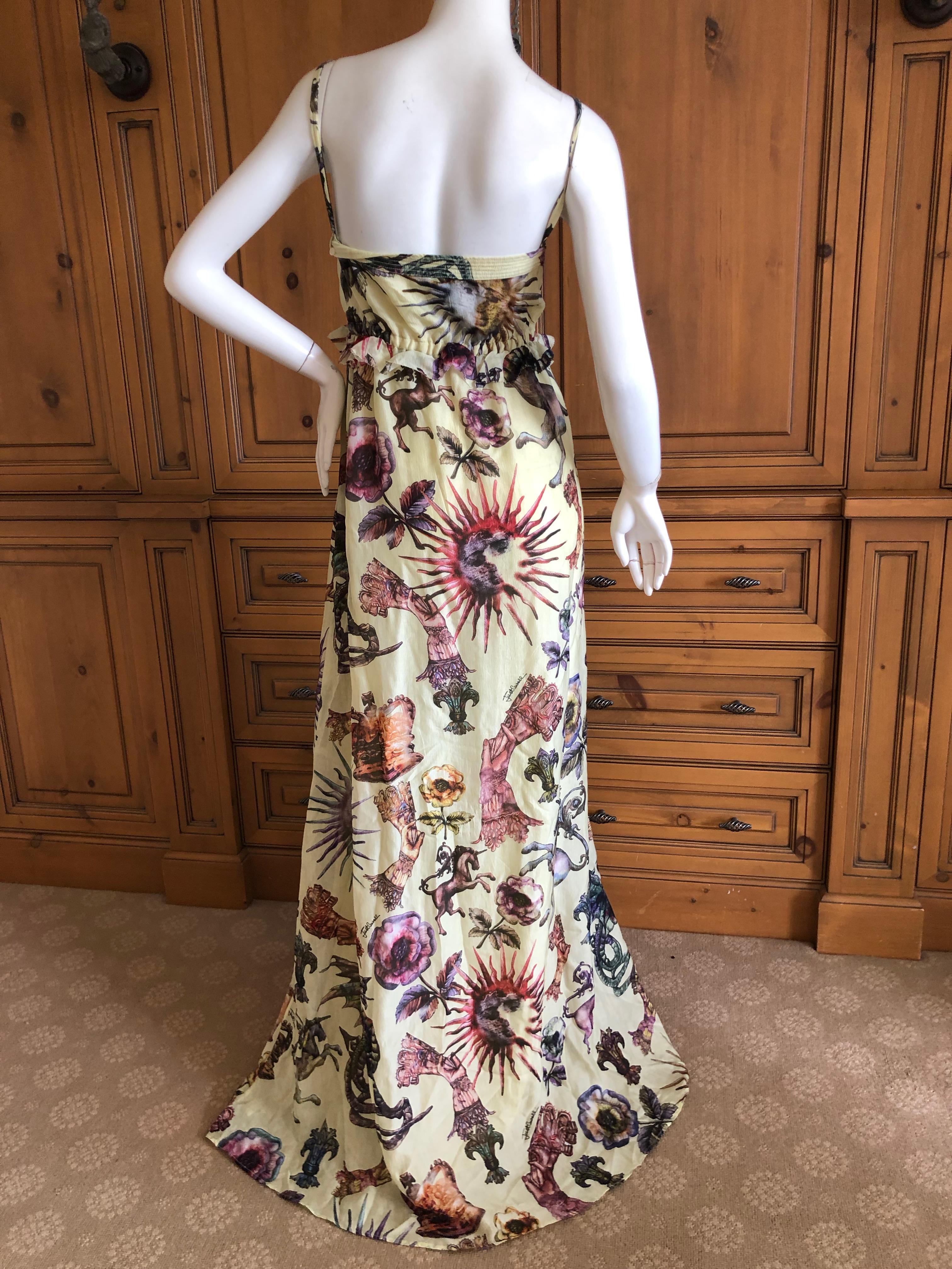 Roberto Cavalli Elegant Silk Dragon & Unicorn Print Dress for Just Cavalli Sz 46 For Sale 5