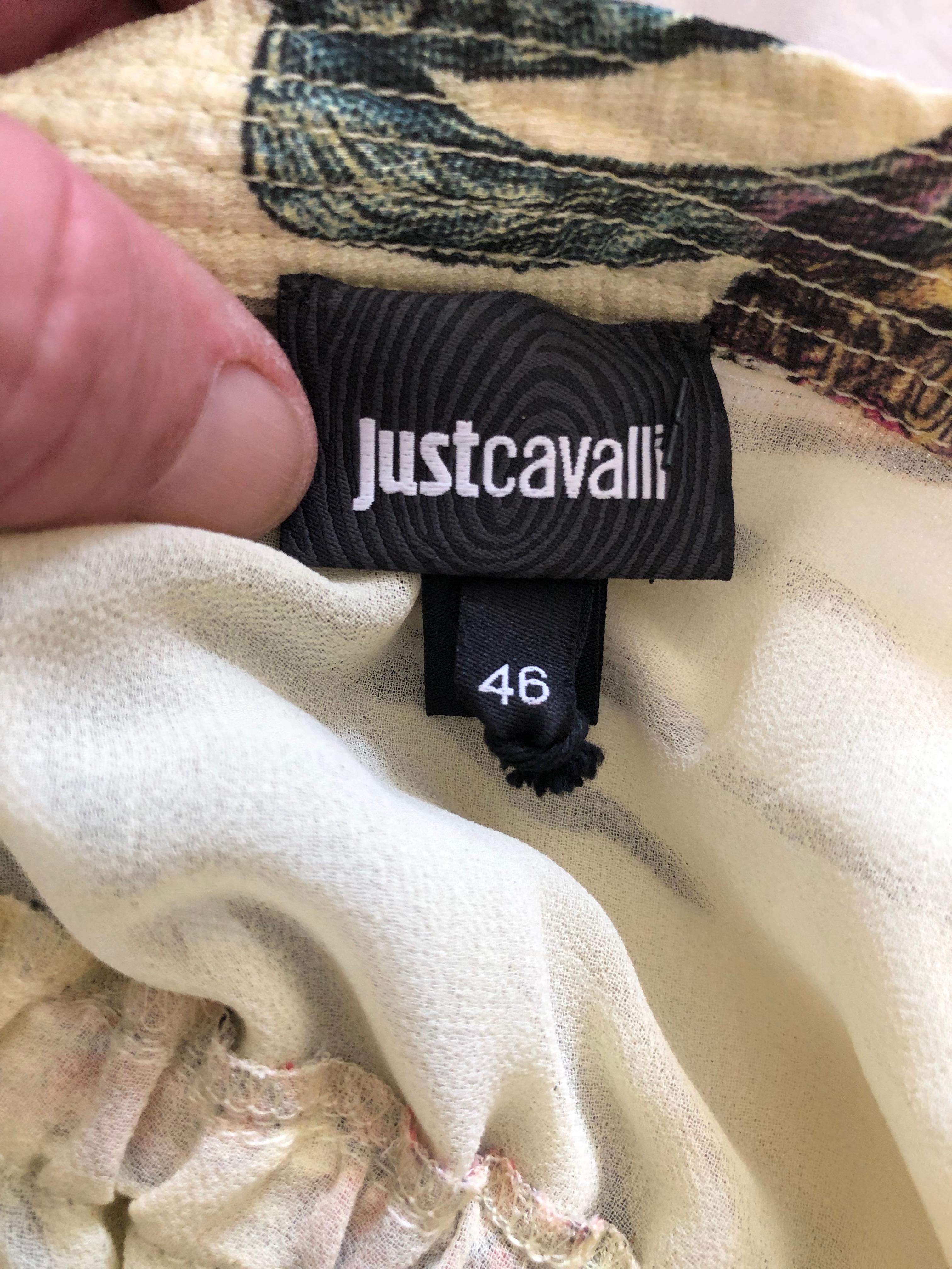 Roberto Cavalli Elegant Silk Dragon & Unicorn Print Dress for Just Cavalli Sz 46 For Sale 6
