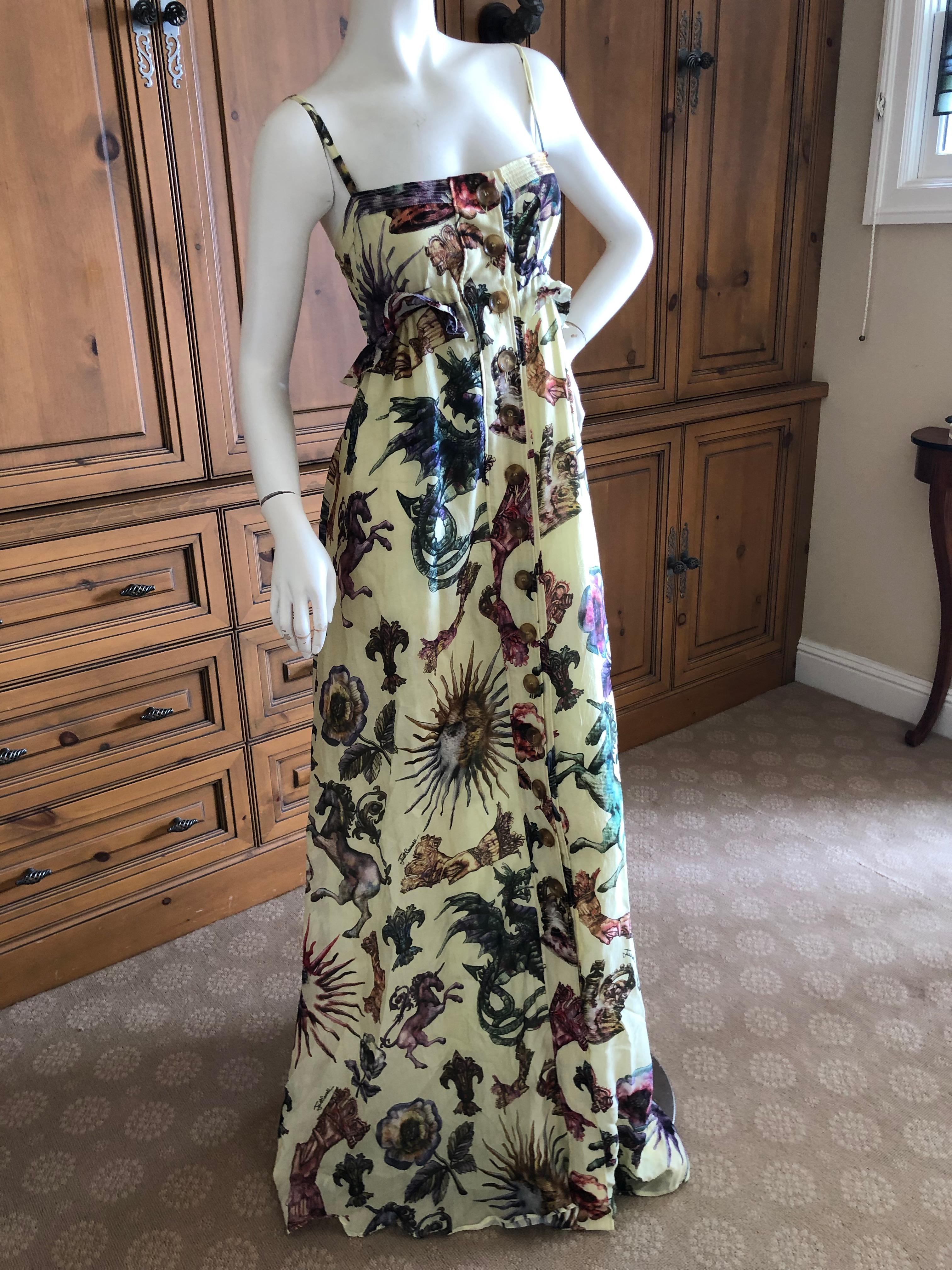 Women's or Men's Roberto Cavalli Elegant Silk Dragon & Unicorn Print Dress for Just Cavalli Sz 46 For Sale