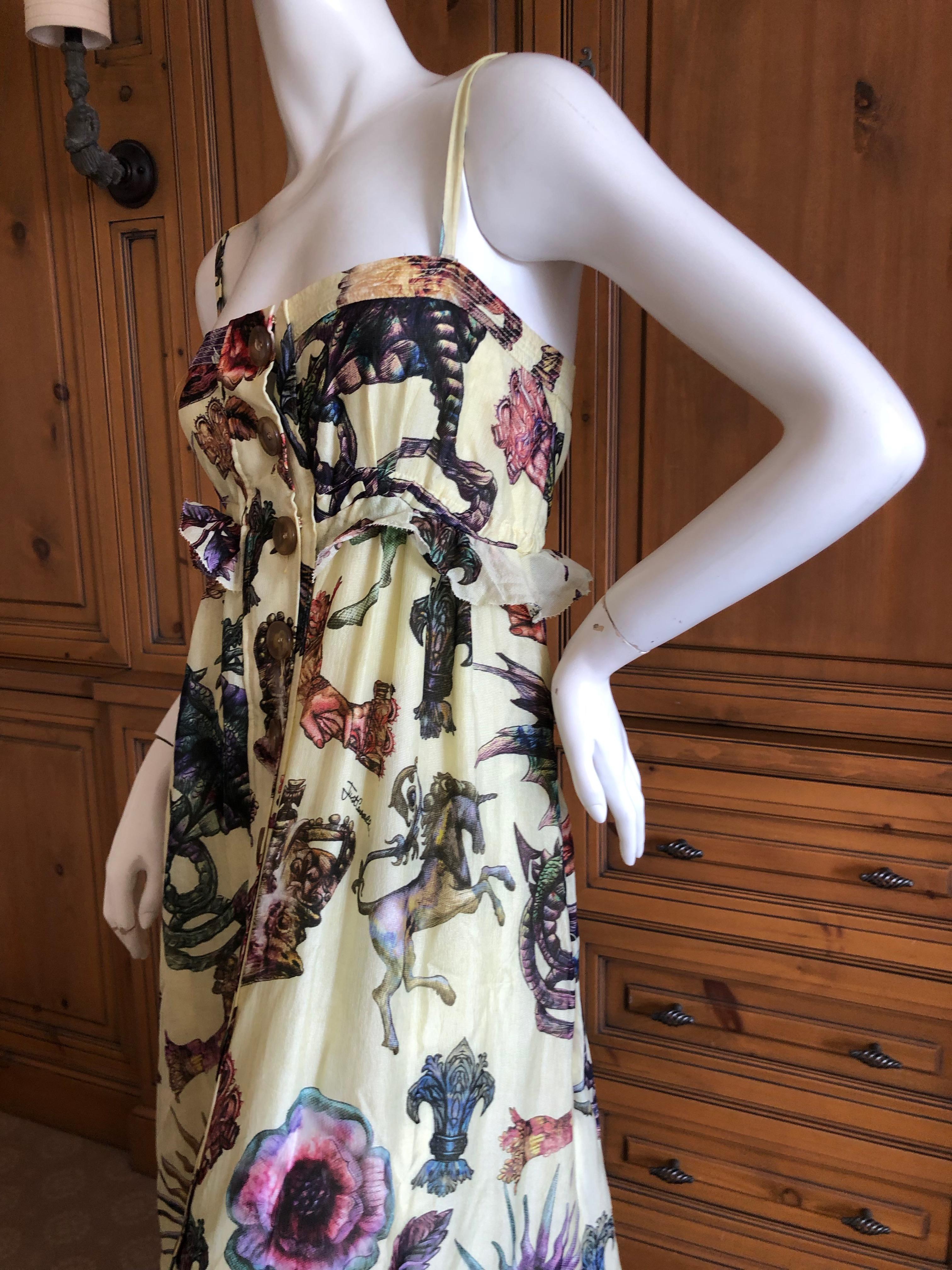 Roberto Cavalli Elegant Silk Dragon & Unicorn Print Dress for Just Cavalli Sz 46 For Sale 2