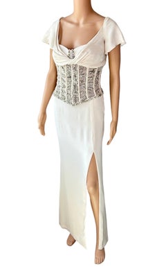 Roberto Cavalli Embellished Corset Empire Silhouette Evening Dress Gown