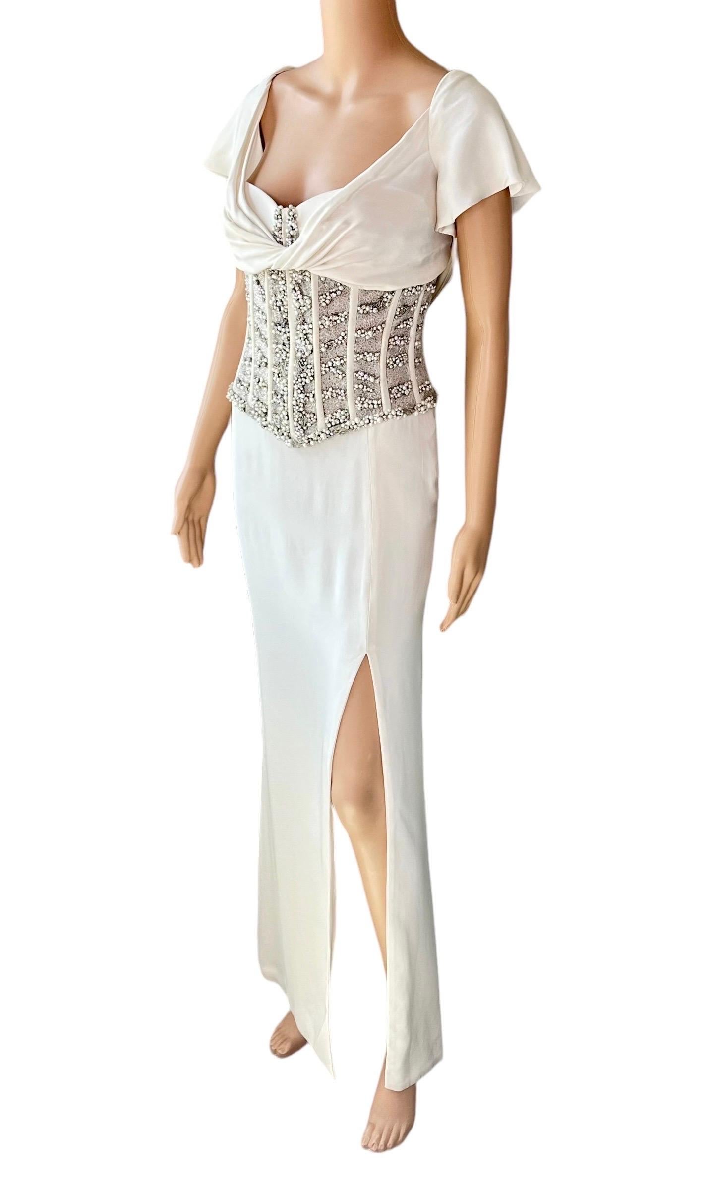 Women's Roberto Cavalli Embellished Corset Empire Silhouette Evening Dress Gown For Sale