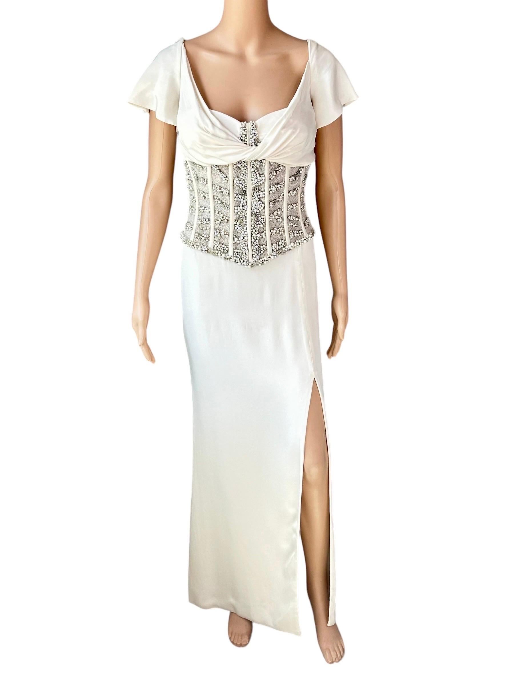 Roberto Cavalli Embellished Corset Empire Silhouette Evening Dress Gown For Sale 1