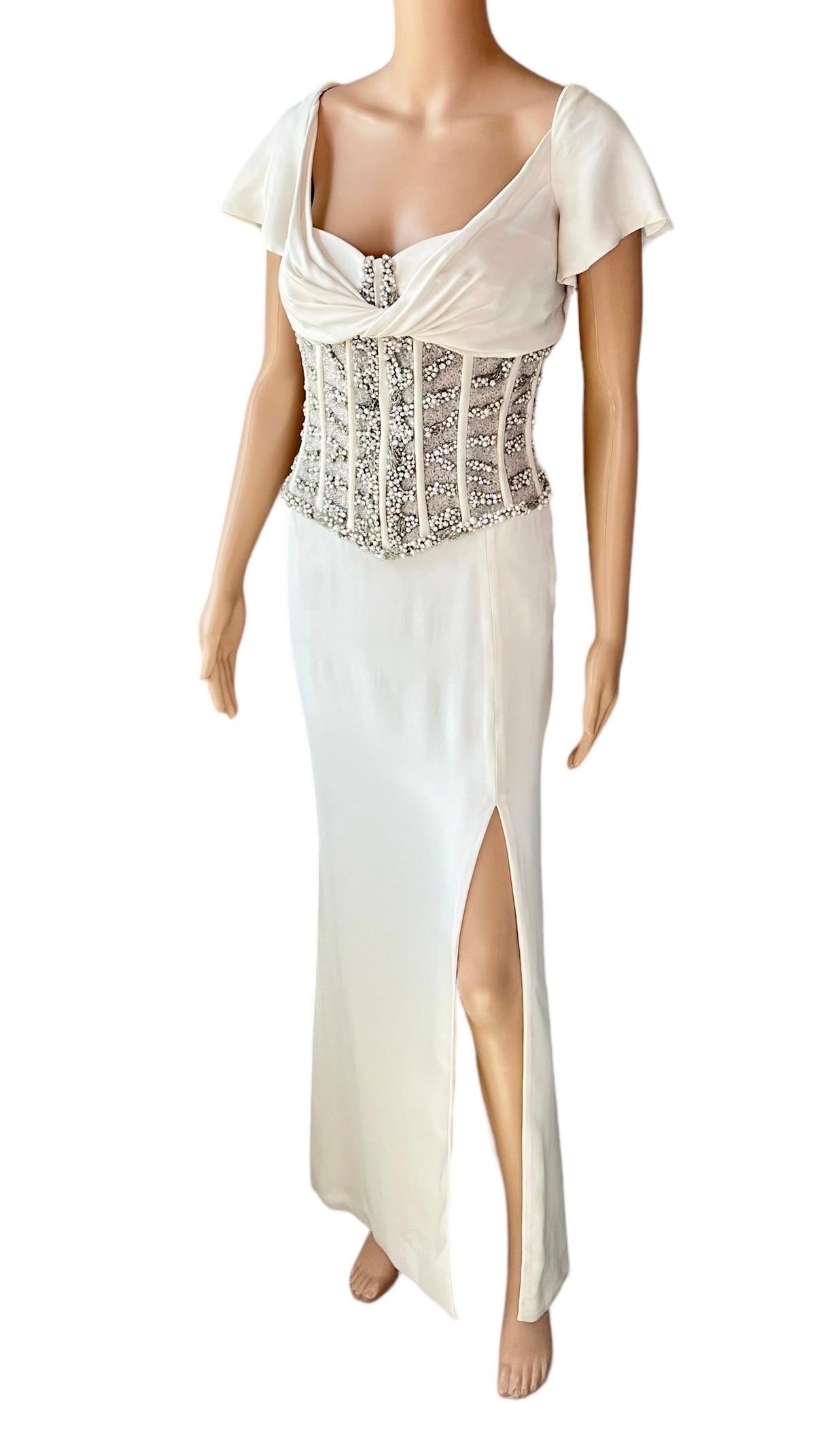 Roberto Cavalli Embellished Corset Empire Silhouette Evening Dress Gown For Sale 3
