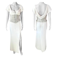Roberto Cavalli Embellished Corset Empire Silhouette Evening Dress Gown