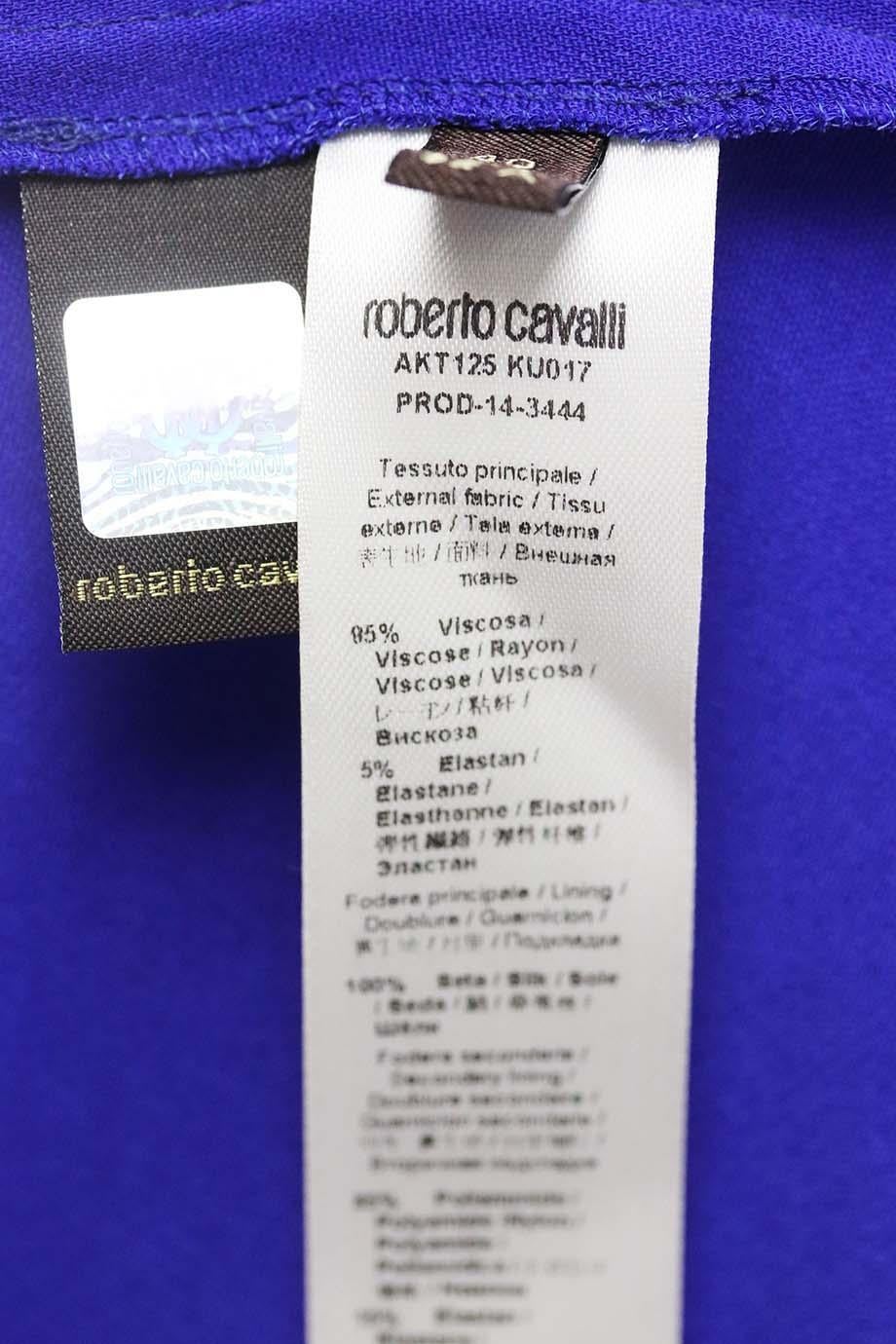 Purple Roberto Cavalli Embellished Cutout Crepe De Chine Gown IT 40 UK 8 