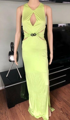 Roberto Cavalli Embellished Plunged Cutout Evening Dress Gown