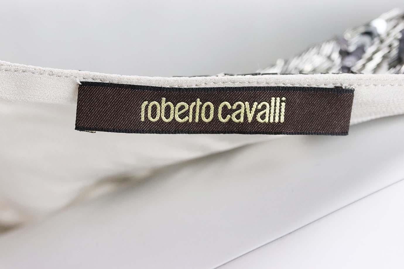 Gray Roberto Cavalli Embellished Silk Georgette Gown IT 38 UK 6 