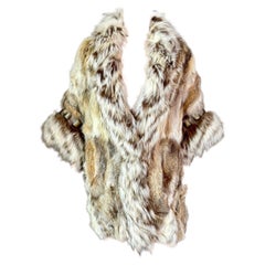 Roberto Cavalli Embellished Studded Fox Sheep Fur Cape Jacket Coat