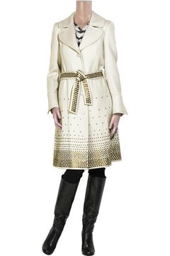 Vintage Roberto Cavalli Embellished Wool Trench Coat 44 NWT