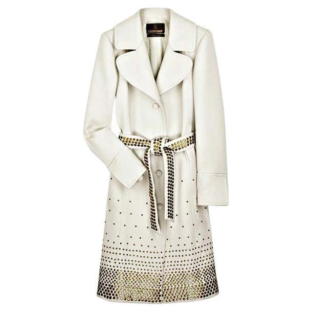 Vintage Roberto Cavalli Embellished Wool Trench Coat 44 NWT For Sale at ...