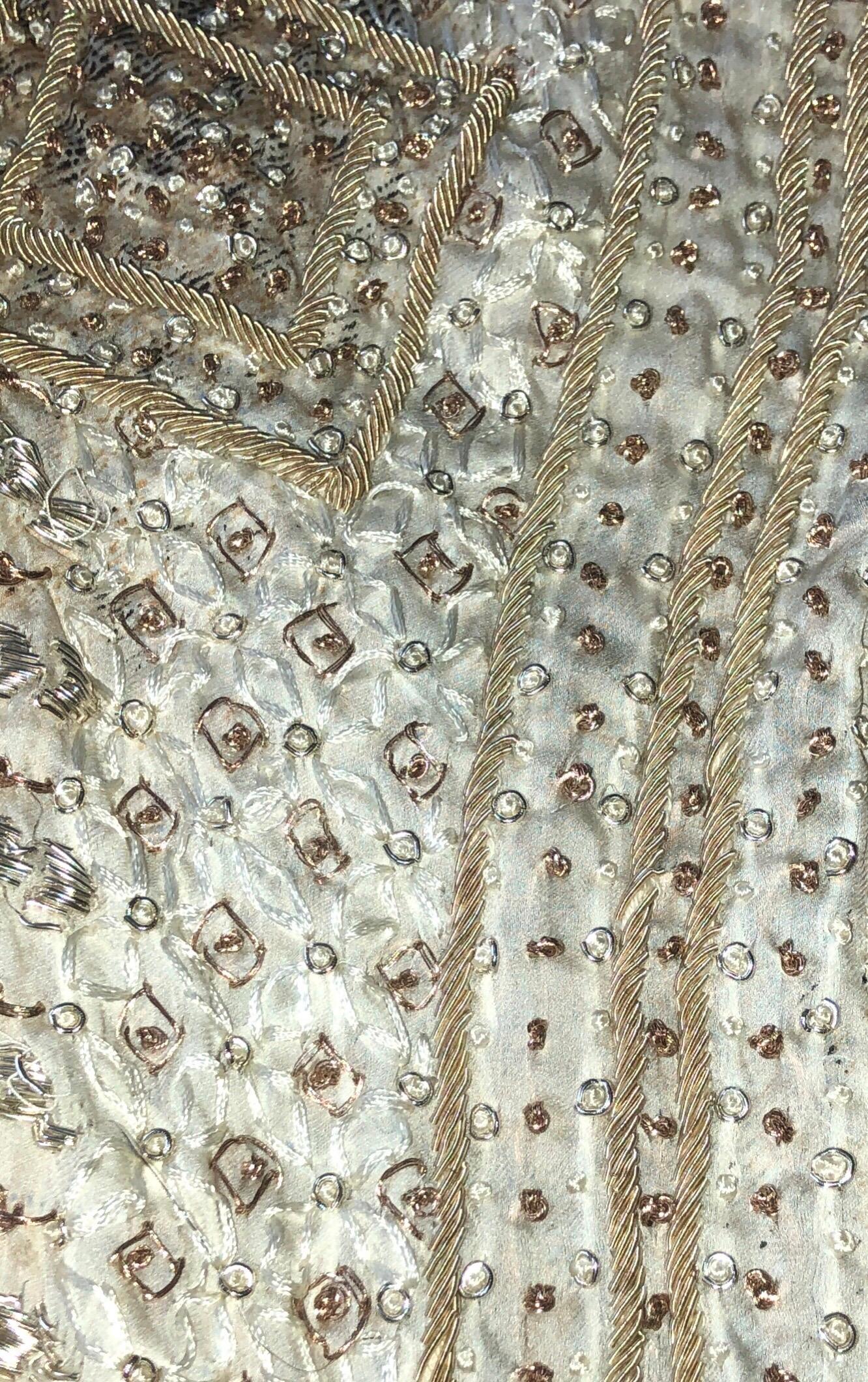 ROBERTO CAVALLI Besticktes Y2K Geparden Spitzen Seidenkleid Tunika gesehen bei JLO XS im Angebot 1