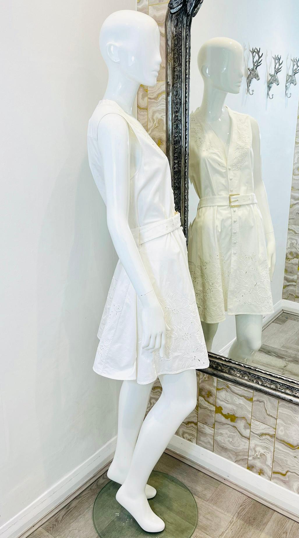 Gray Roberto Cavalli Embroidered Cotton Dress For Sale