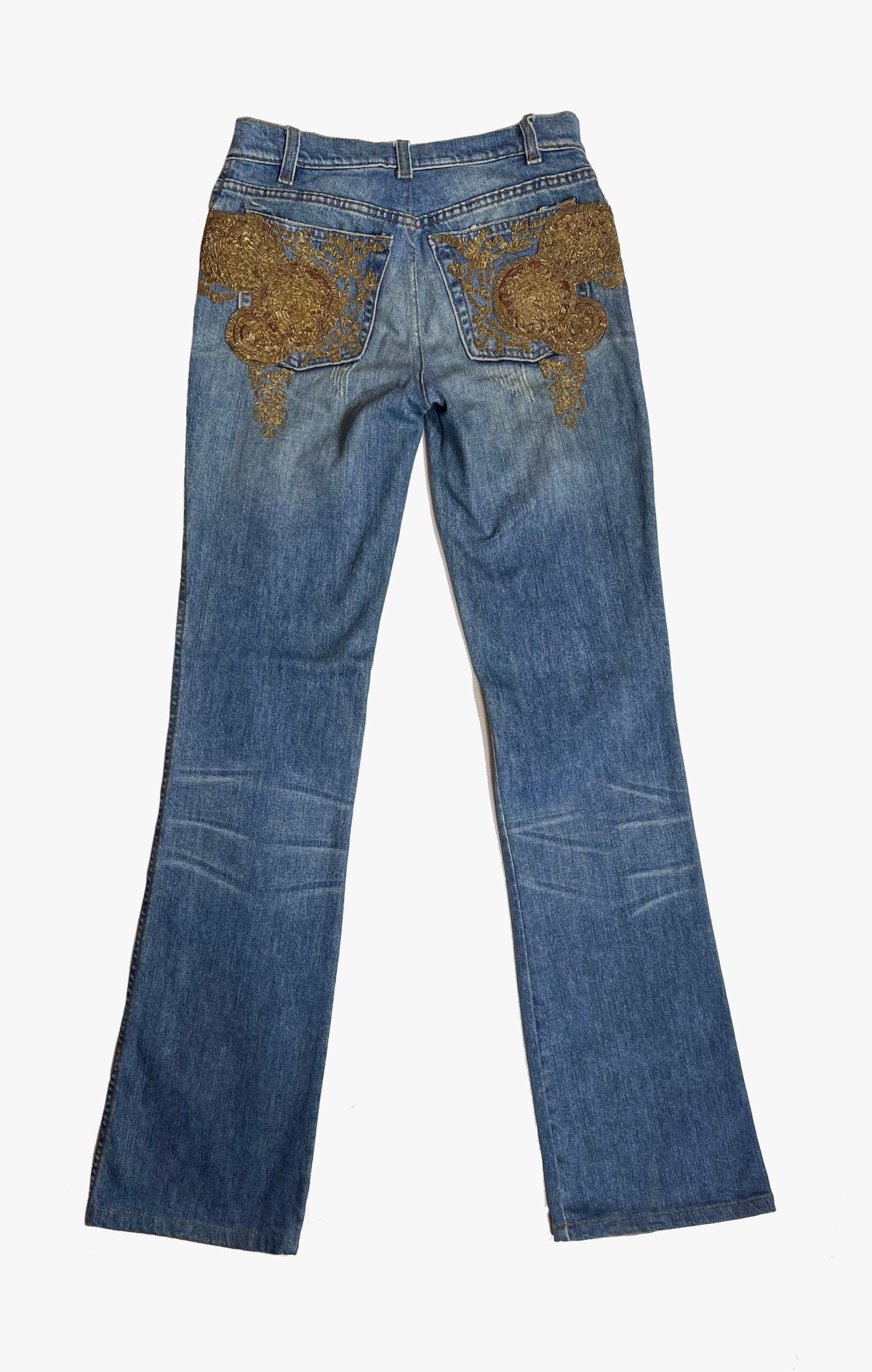 Roberto Cavalli bestickte Jeans, 2000er Jahre Damen im Angebot