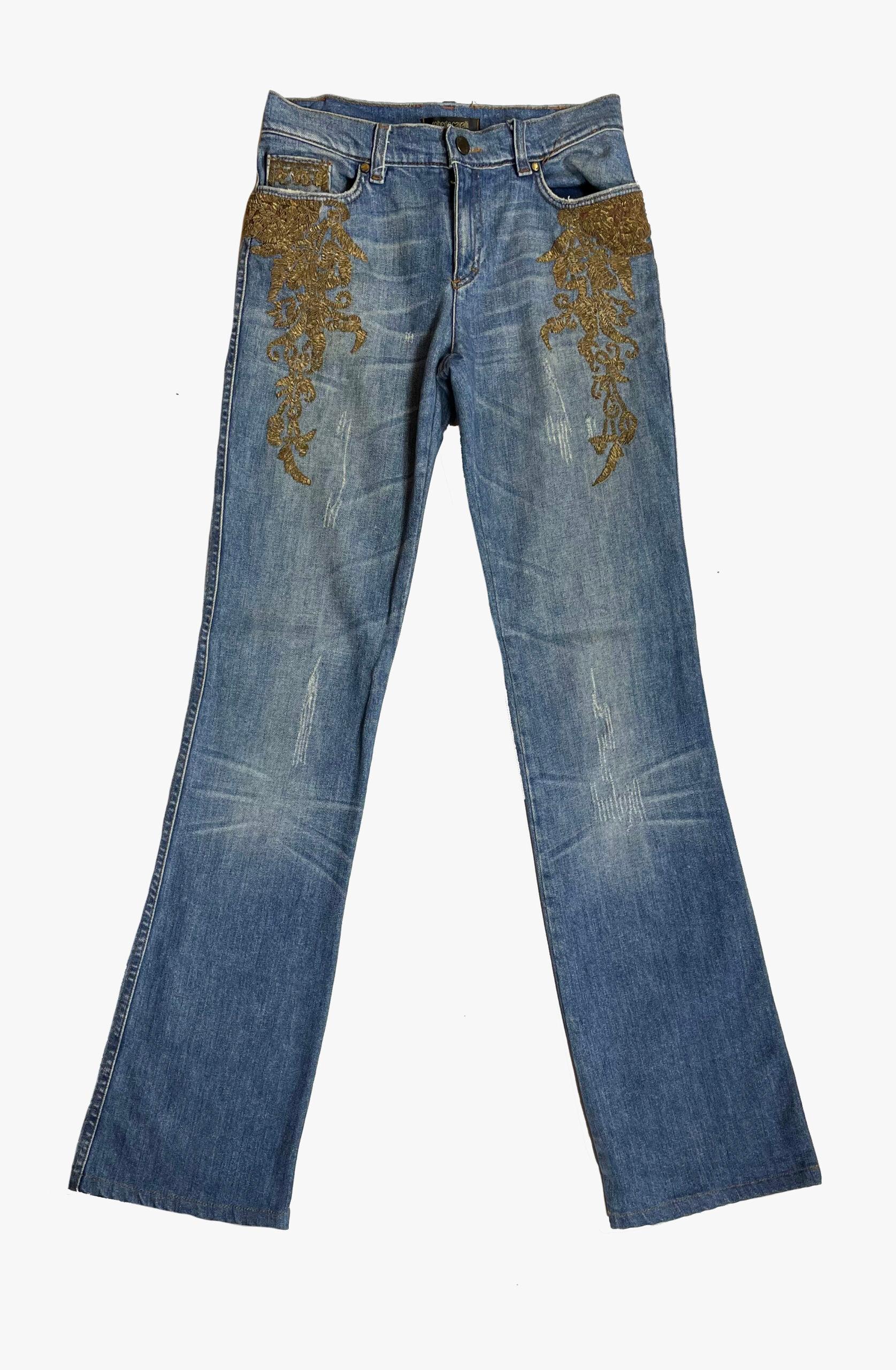 Roberto Cavalli bestickte Jeans, 2000er Jahre im Angebot 2