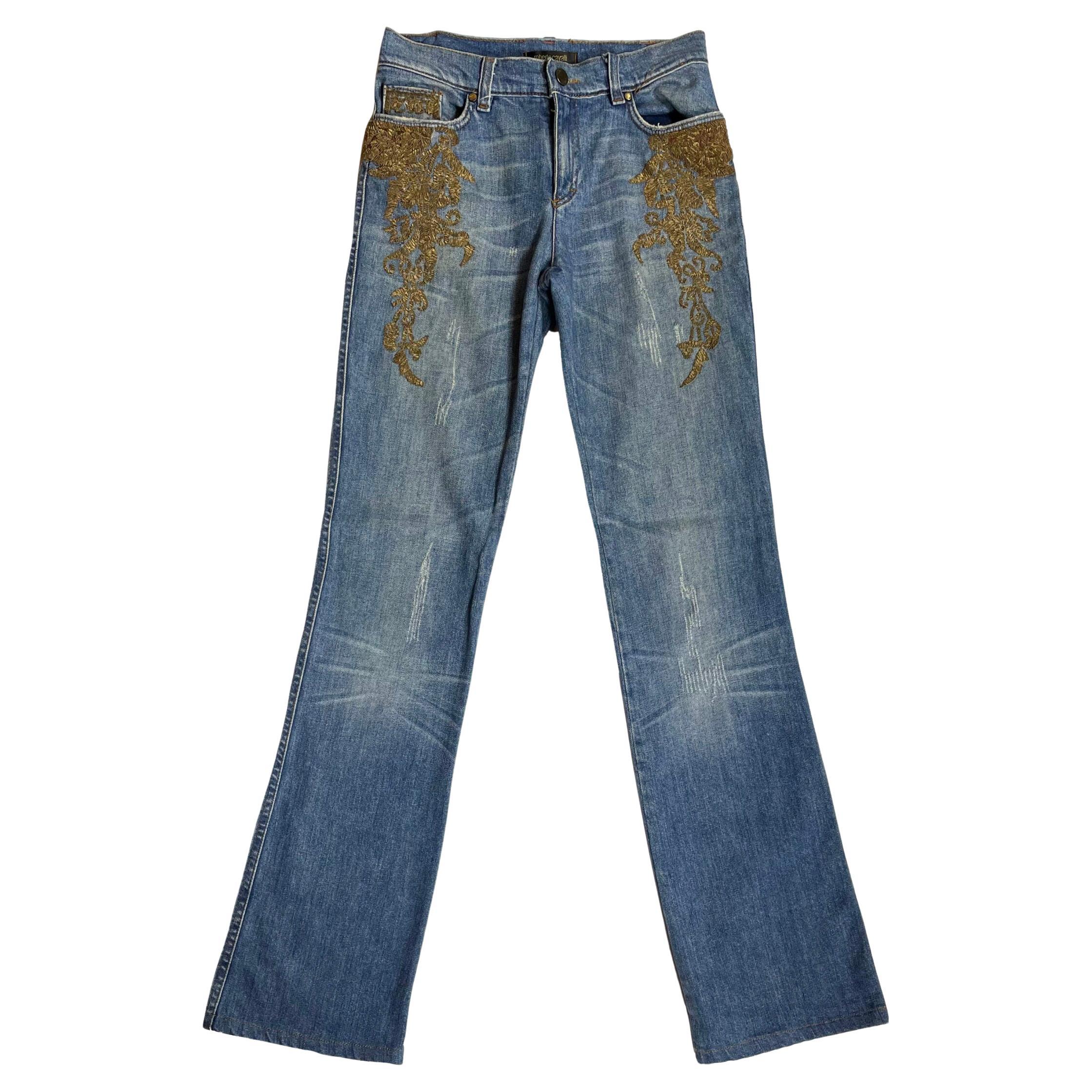Roberto Cavalli bestickte Jeans, 2000er Jahre im Angebot