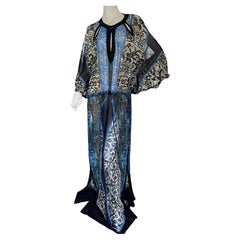 Roberto Cavalli Ethnic Print Silk Caftan Kaftan Dress 