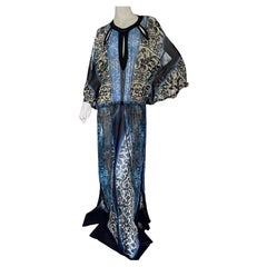 Roberto Cavalli Ethnic Print Silk Caftan Kaftan Dress
