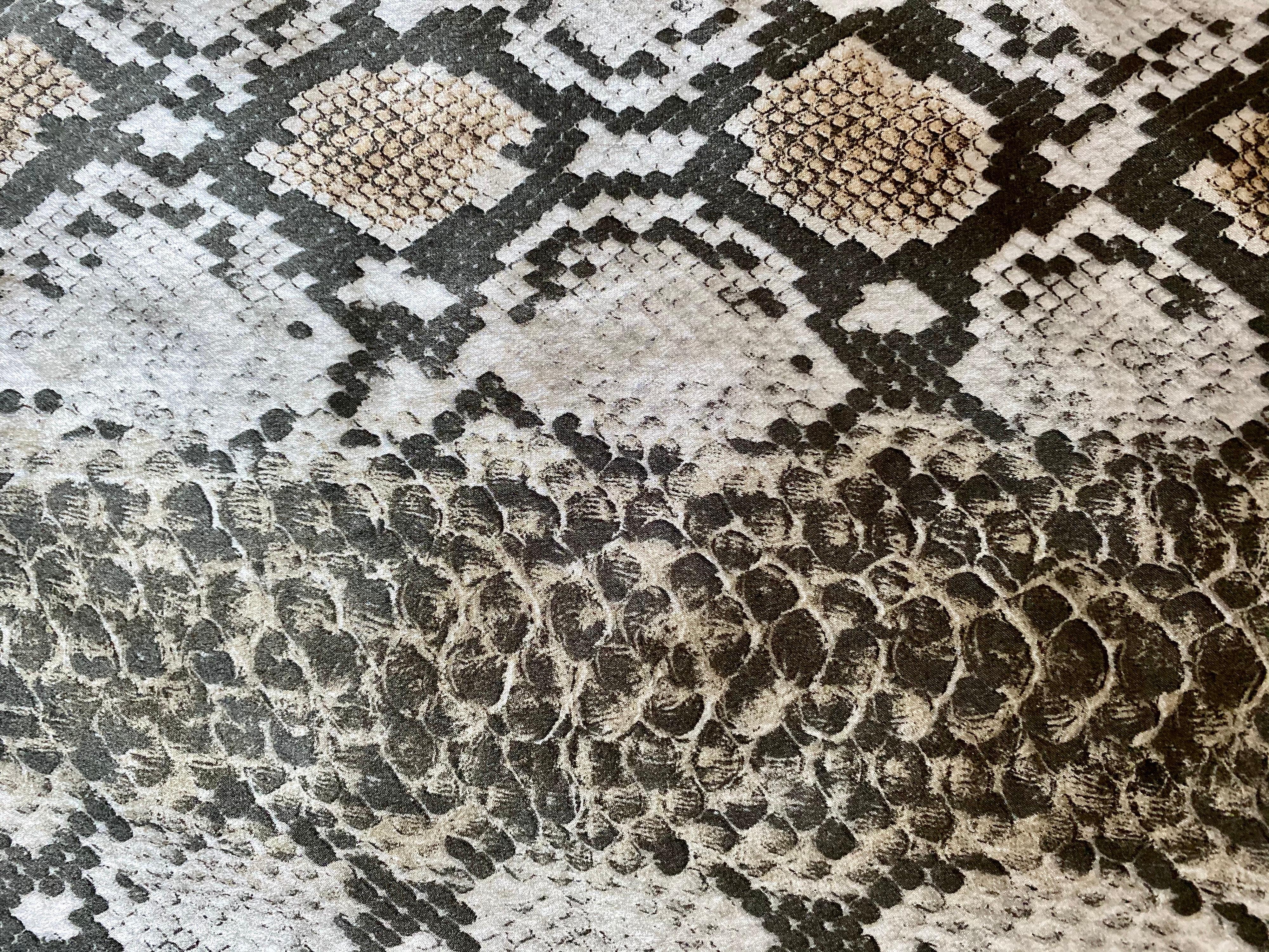 Beige UNWORN Roberto Cavalli Vintage Exotic Snake Print Silk Evening Gown Maxi Dress S For Sale