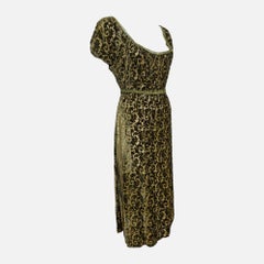 Roberto Cavalli F/W 1997 Olive And Black Velvet Devoré Midi Dress